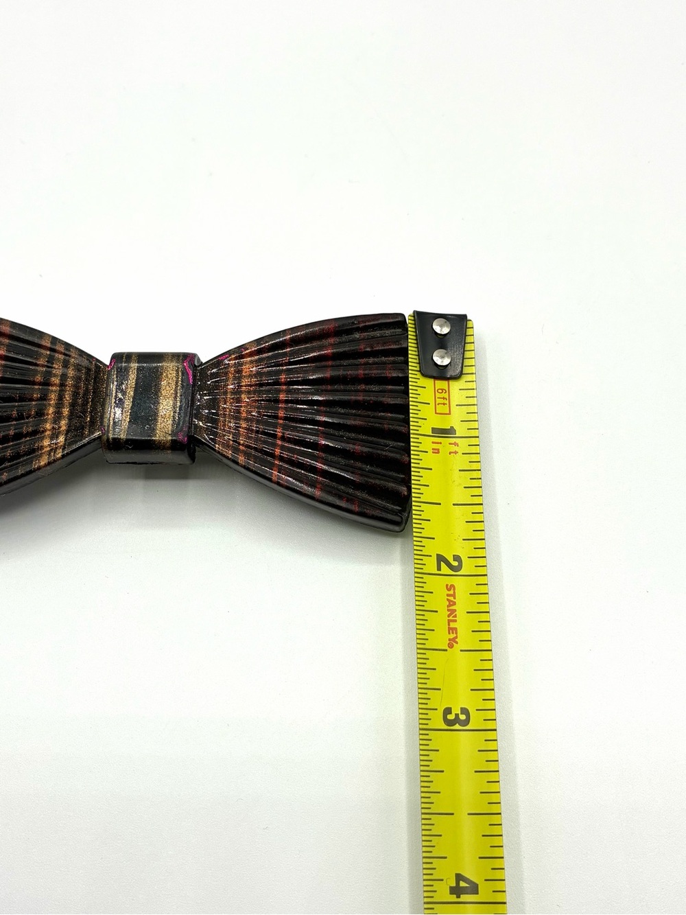 Vintage Taiwan Bow Barrette Hair Clip Retro Black Gold Tone Ribbed Bow - Picture 10 of 10